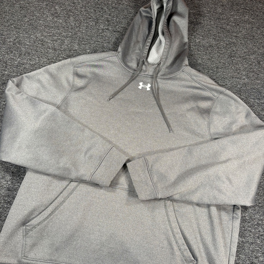 Under Armour Hoodie Mens 2XL Gray ColdGear Fleece Pullover Sweatshirt Loose Fit